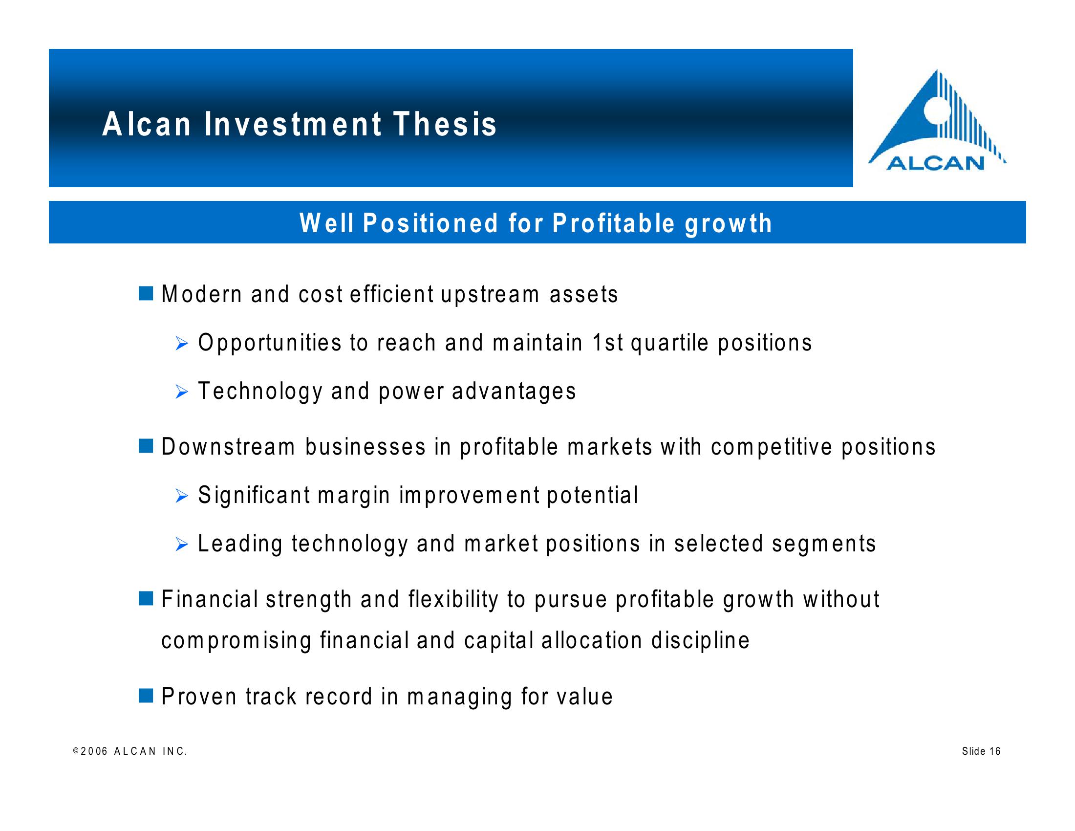 Alcan Investor Workshop slide image #16