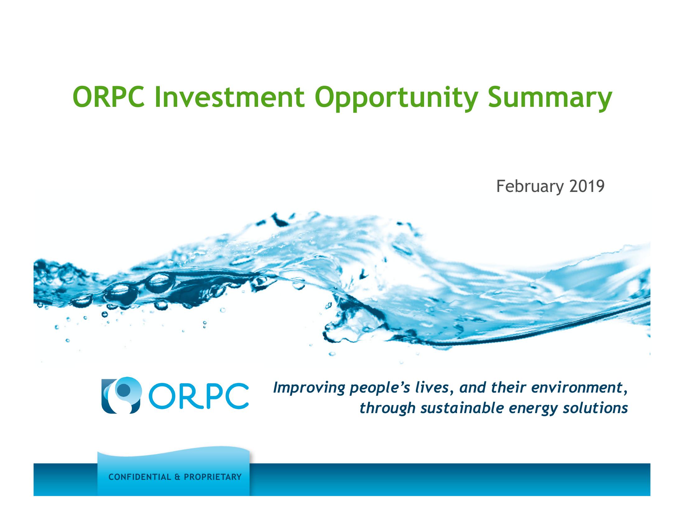 ORPC Investment Opportunity Summary image