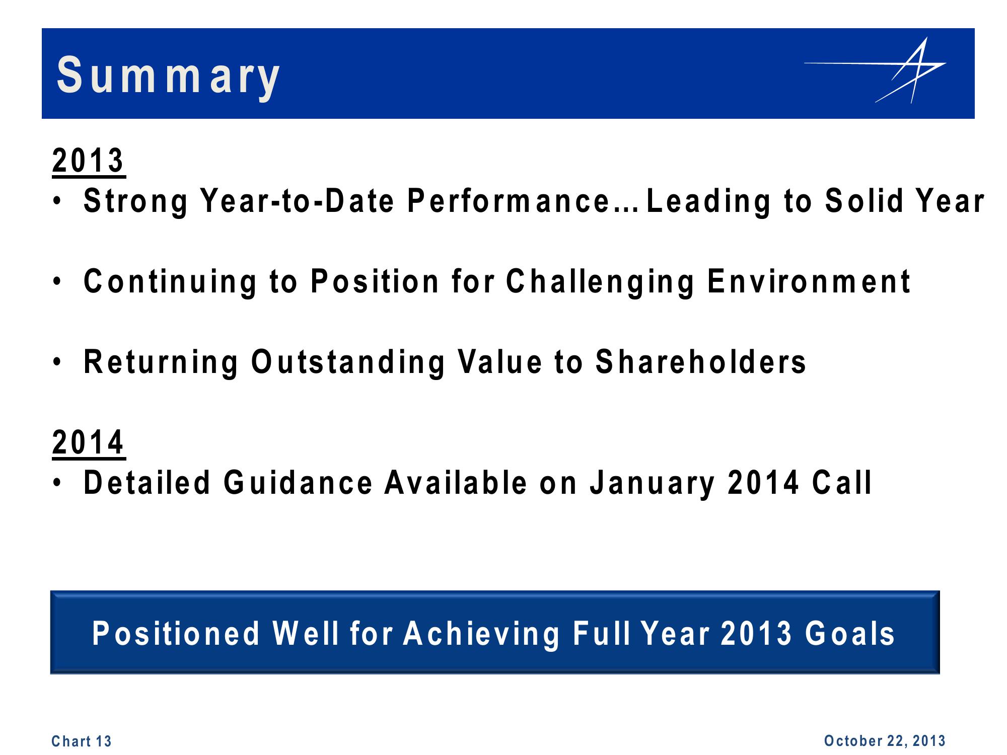 Lockheed Martin 3rd Quarter 2013 Financial Results Conference Call slide image #13